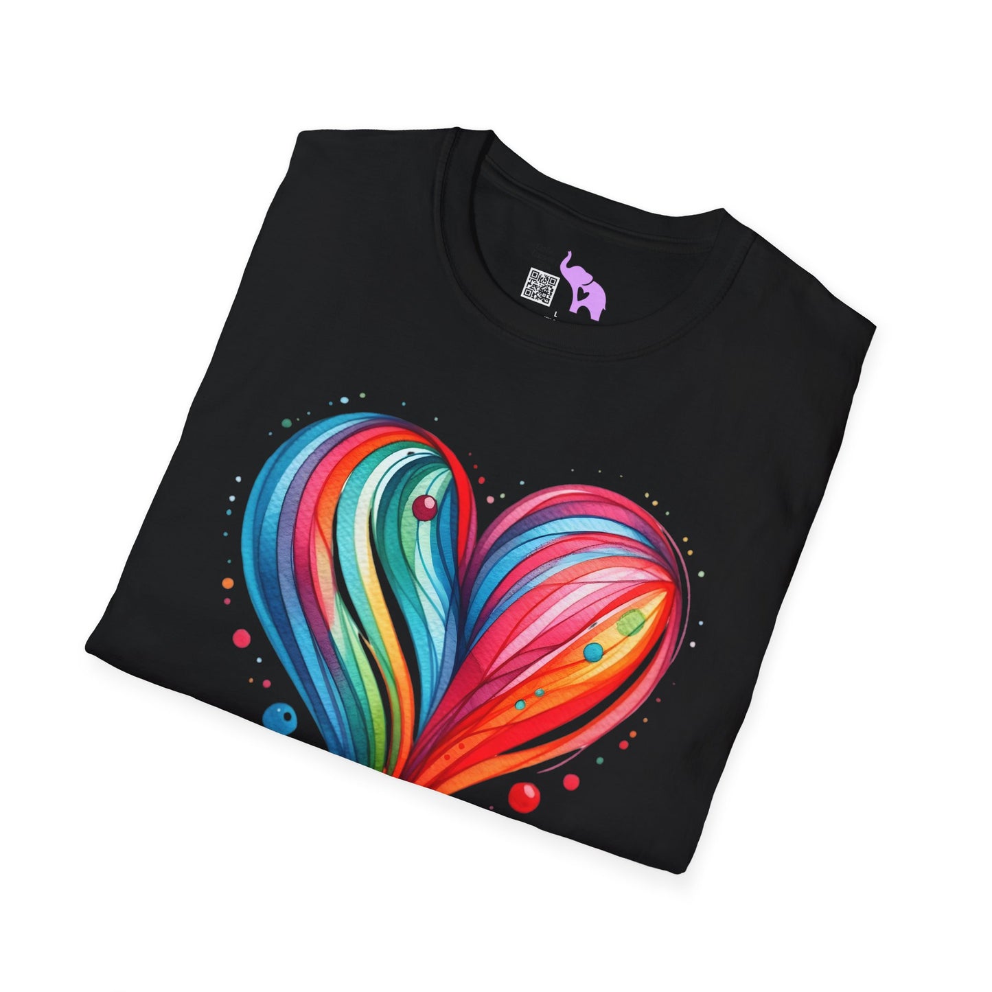 Blushing Rainbow Heart Adult T-shirt