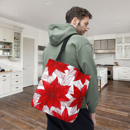 Christmas Blossom Sketch Canvas Tote Bag