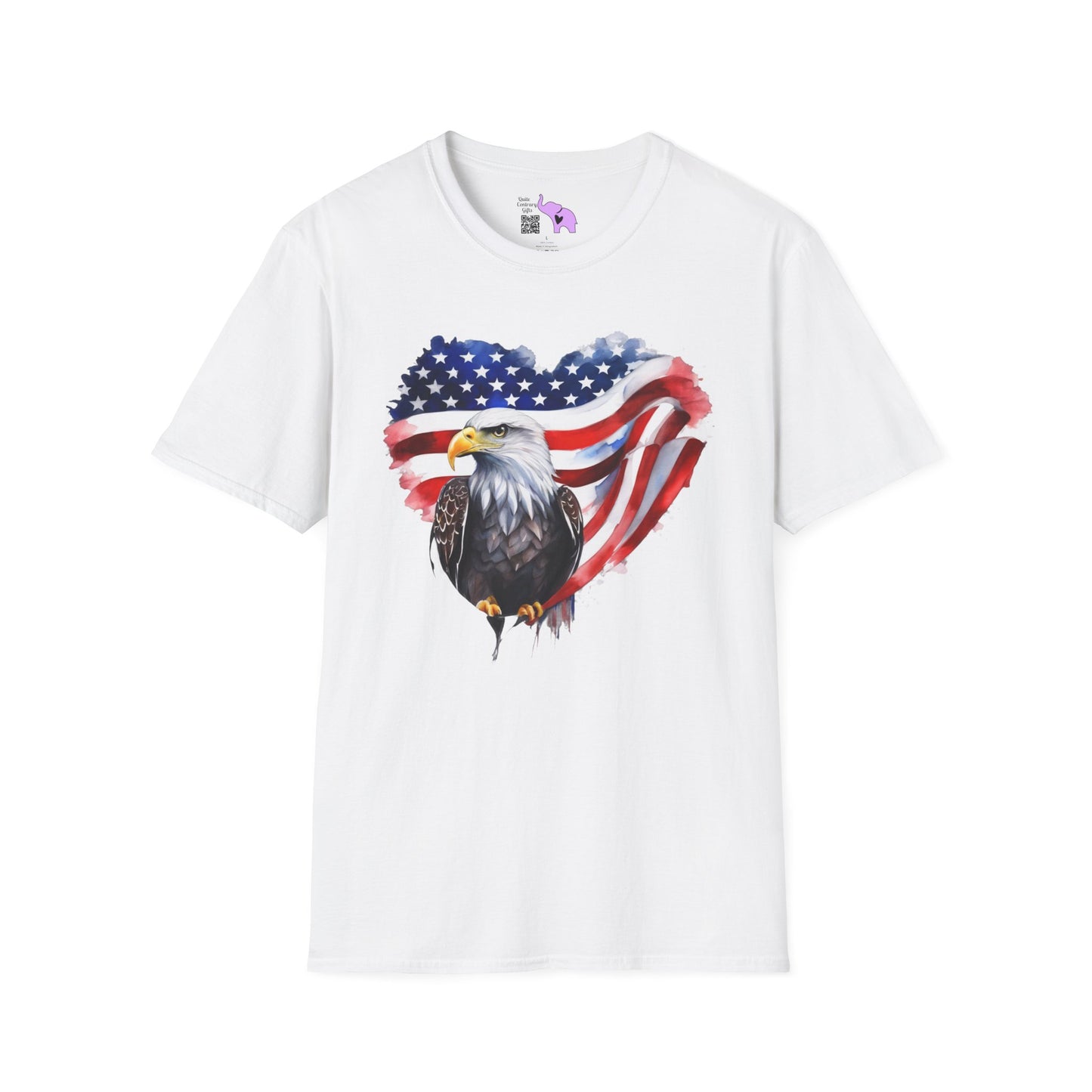 American Flag Heart w/Eagle Adult T-shirt