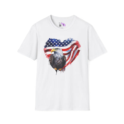 American Flag Heart w/Eagle Adult T-shirt