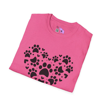 Paw Print Heart Adult T-shirt
