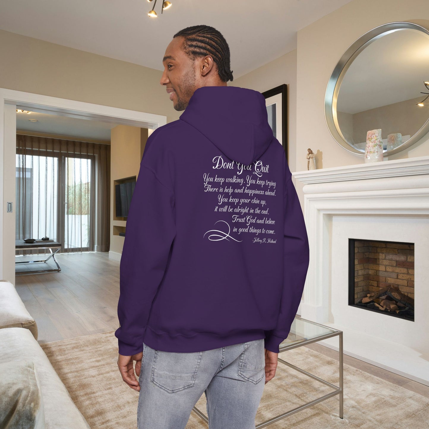 Don't You Quit! quote by Jeffrey R. Holland Adult Heavy Blend™ Hoodie