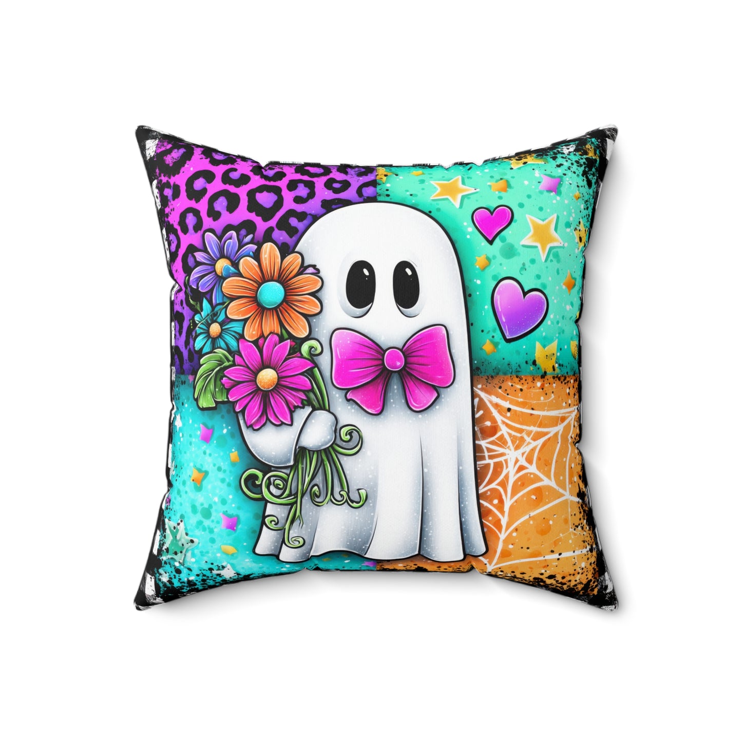 Ghostly Stitches Throw Pillow
