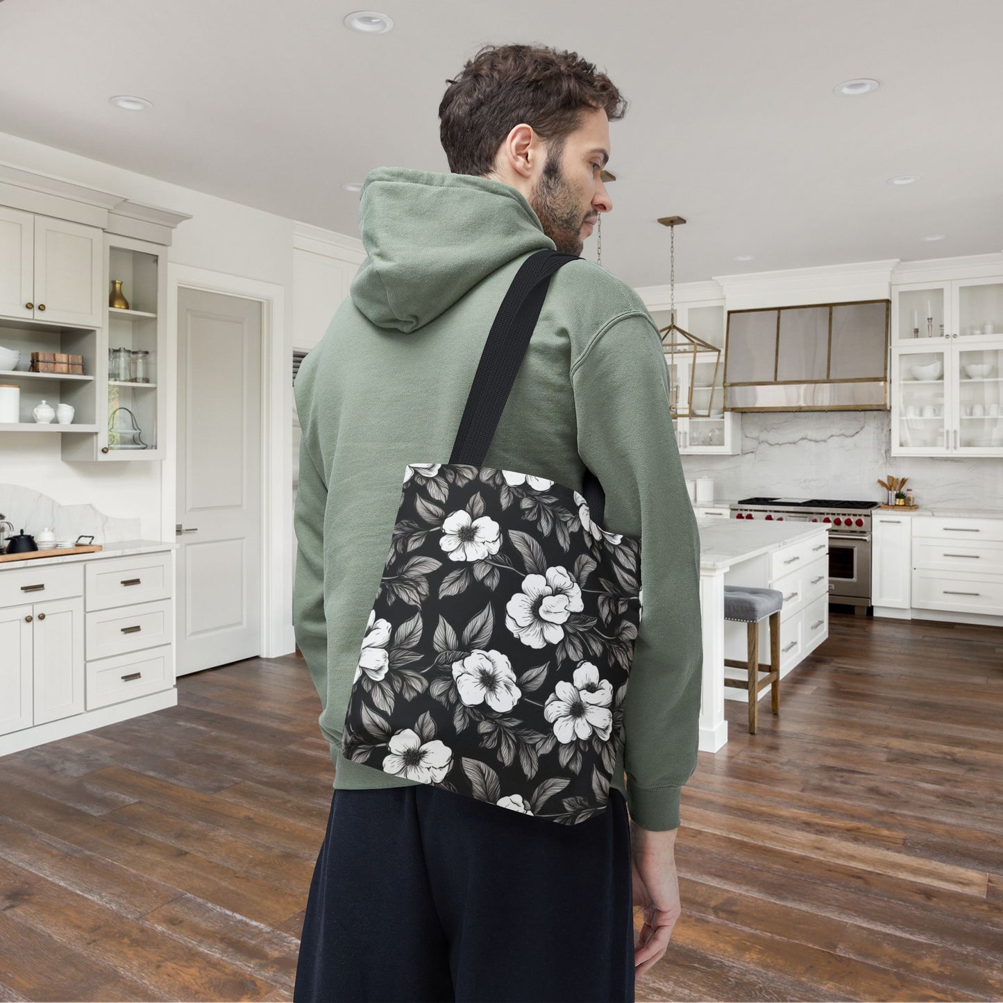 Black & White Daisies Canvas Tote Bag