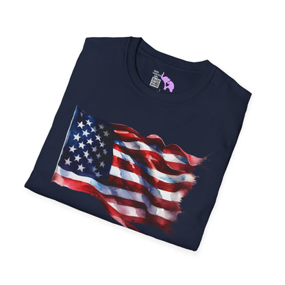 Waving American Flag Adult T-Shirt