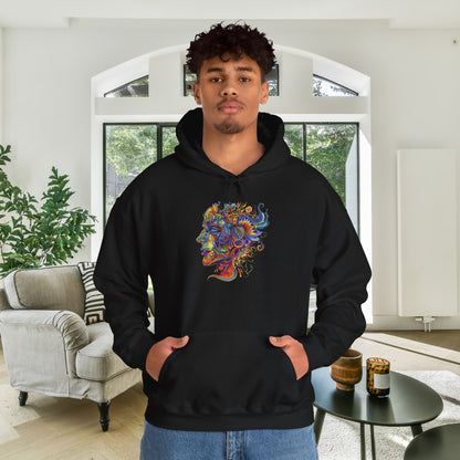 Colorful Paisley Woman Profile Heavy Blend™ Hooded Sweatshirt