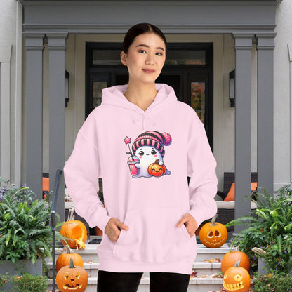 Cute Ghost w/Pumpkins Heavy Blend™ Hooded Sweatshirt
