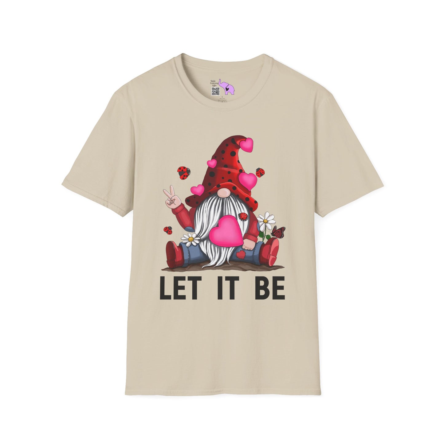 Let It Be Valentine Gnome Peace Sign Adult T-shirt
