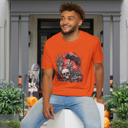 Halloween Graveyard w/Skull Adult T-shirt