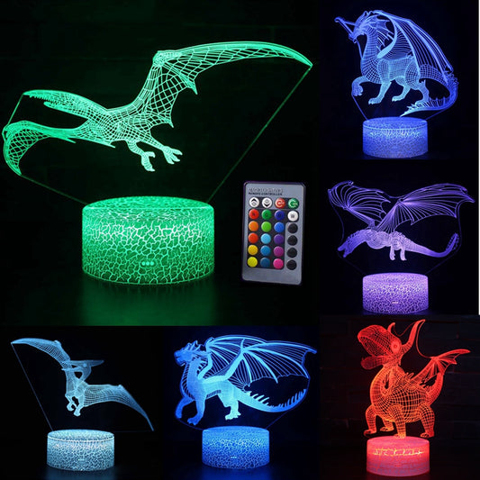 Acrylic Holographic Dinosaur/Dragon Lamp