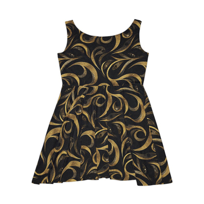 Golden Noir Swirl Women's Skater Dress