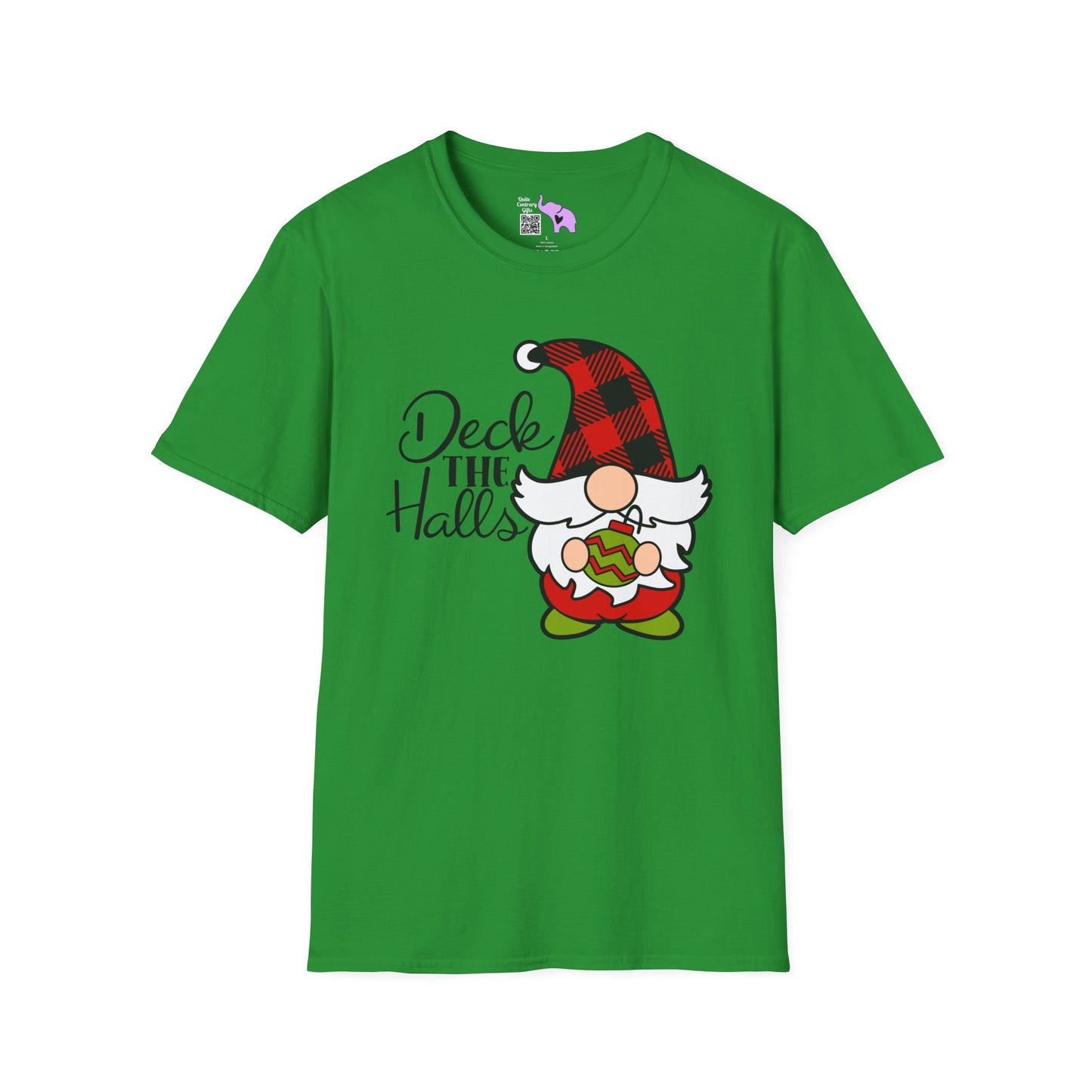 Deck the Halls Plaid Gnome Adult T-shirt