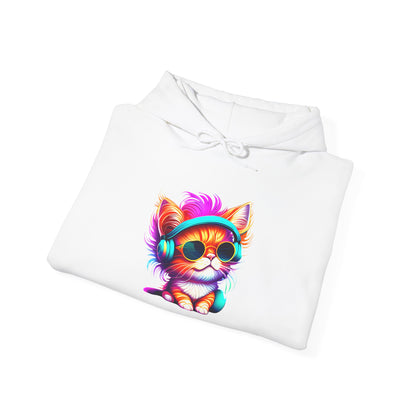 Cool Kitty w/Headphones Heavy Blend™ Hooded Sweatshirt