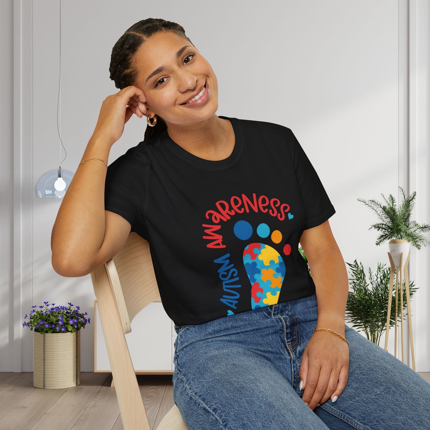 Autism Awarness (Footprint) Adult T-shirt