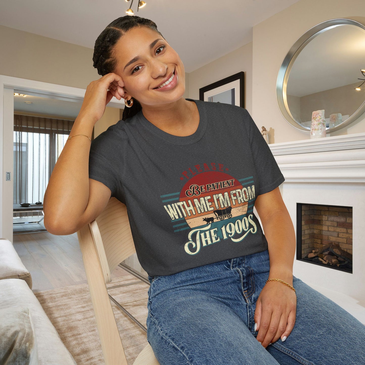 Please Be Patient With Me I'm From The 1900's (Retro Western) Adult T-shirt