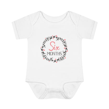Pink Milestone Wreath Onesie-Six Months