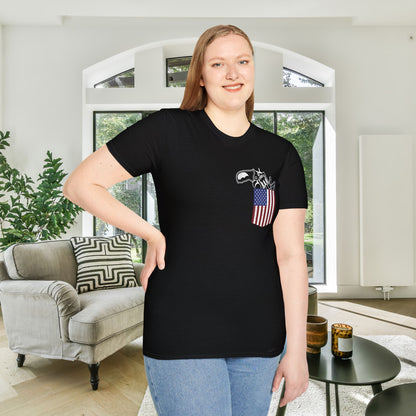 American Flag Pocket Gun Adult T-shirt
