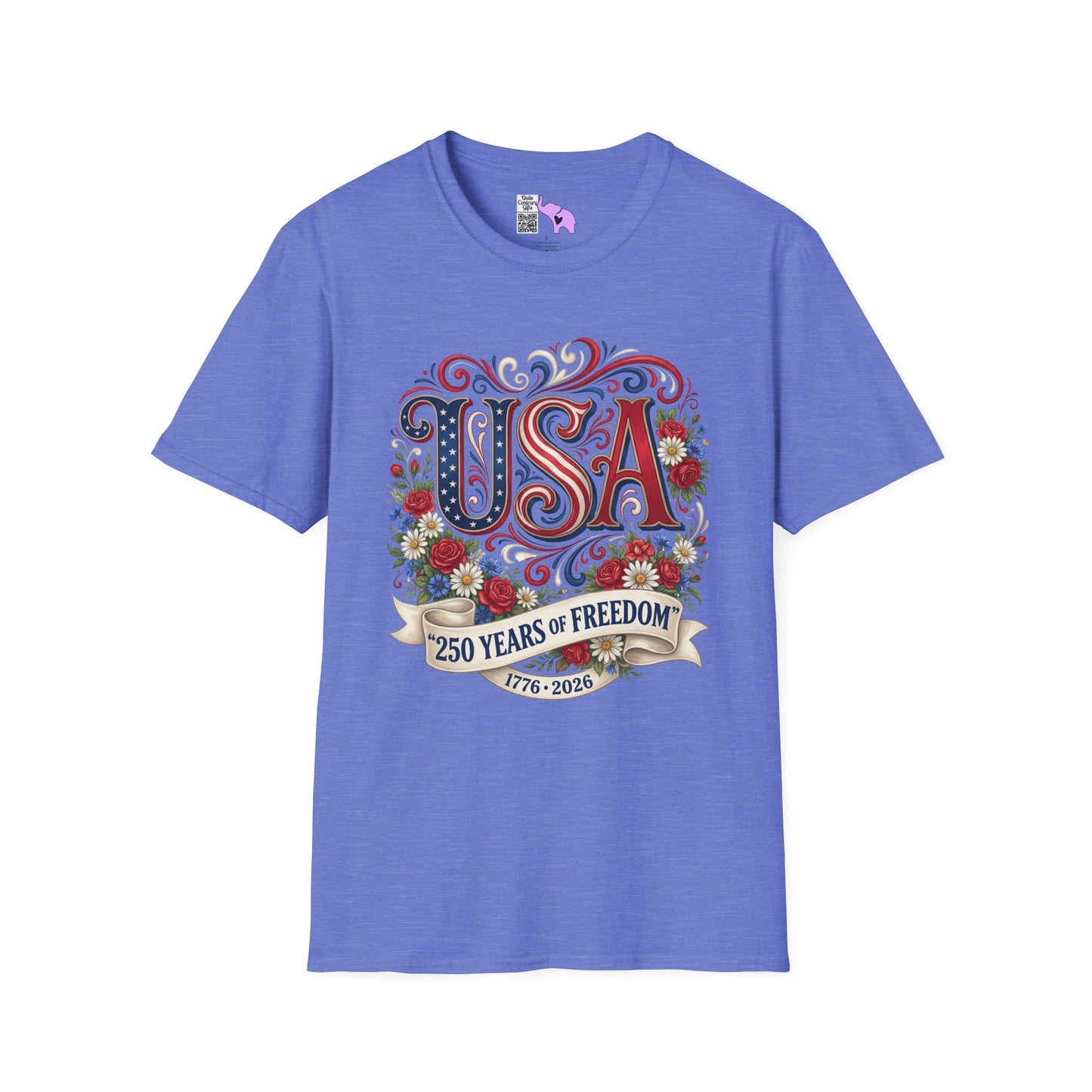 Floral USA 250 Years of Freedom Adult T-shirt