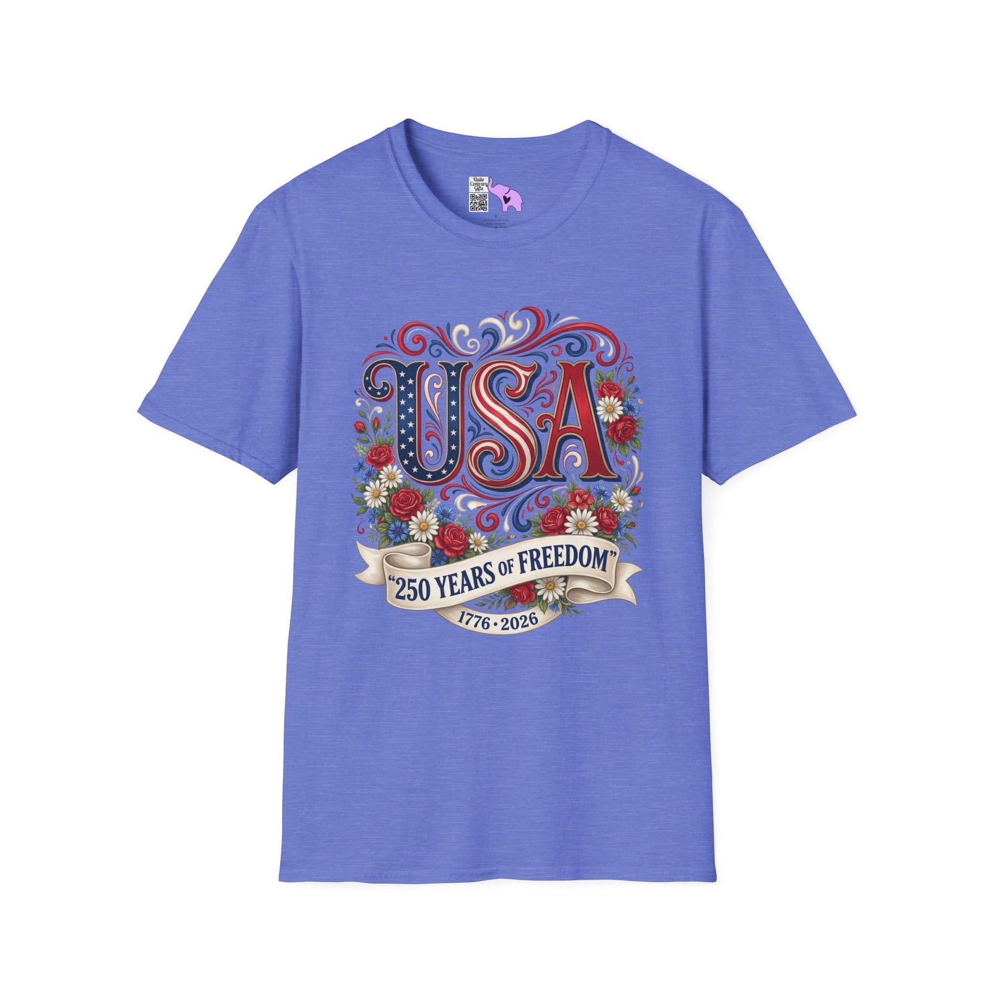 Floral USA 250 Years of Freedom Adult T-shirt