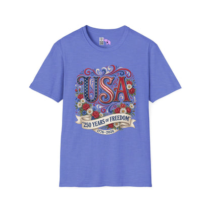 Floral USA 250 Years of Freedom Adult T-shirt