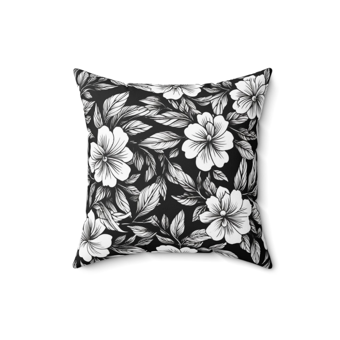 Monochrome Paradise Bloom Throw Pillow