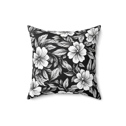 Monochrome Paradise Bloom Throw Pillow