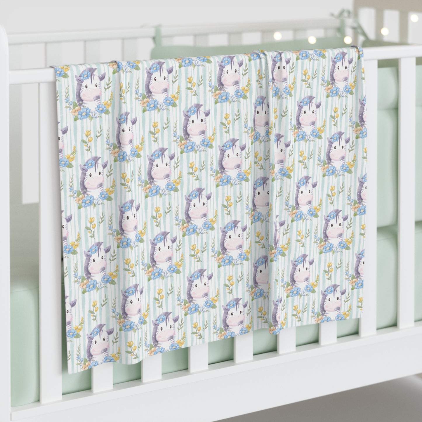 Zebras in Bloom Baby Swaddle Blanket