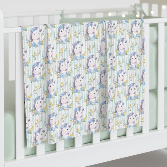 Zebras in Bloom Baby Swaddle Blanket