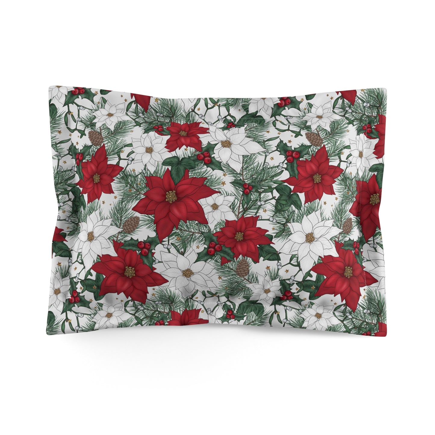 Winter Poinsettia Garden Microfiber Pillow Sham