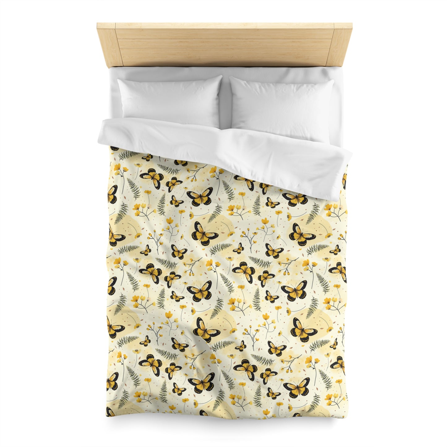 Sunlit Butterfly Bloom Microfiber Duvet Cover