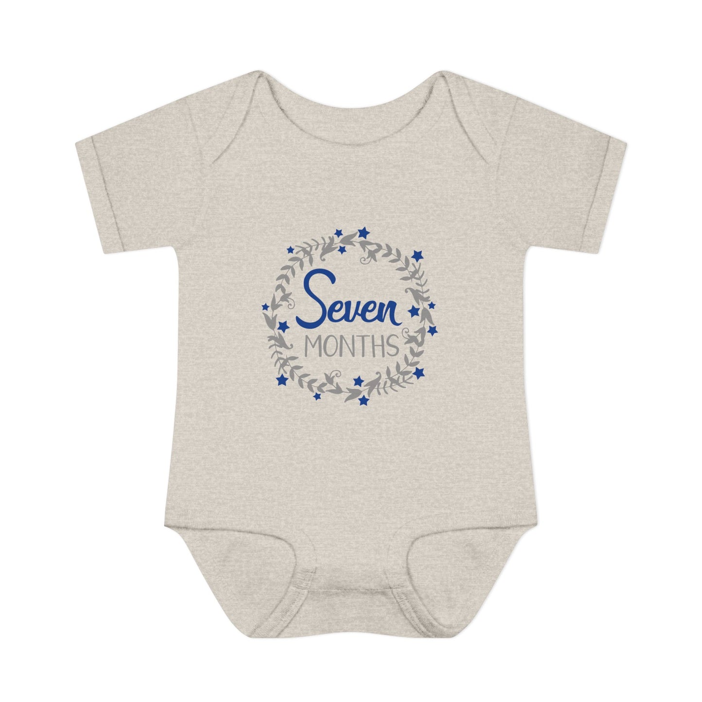 Blue Milestone Wreath Onesie-Seven Months
