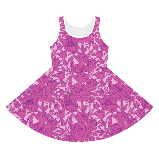 Blush Peony Garden Girls' Sleeveless Sundress