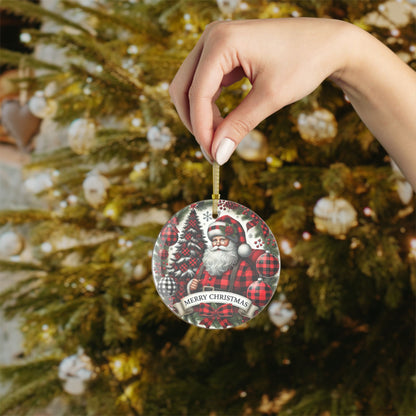 Jolly Santa Wishes Glass Ornament