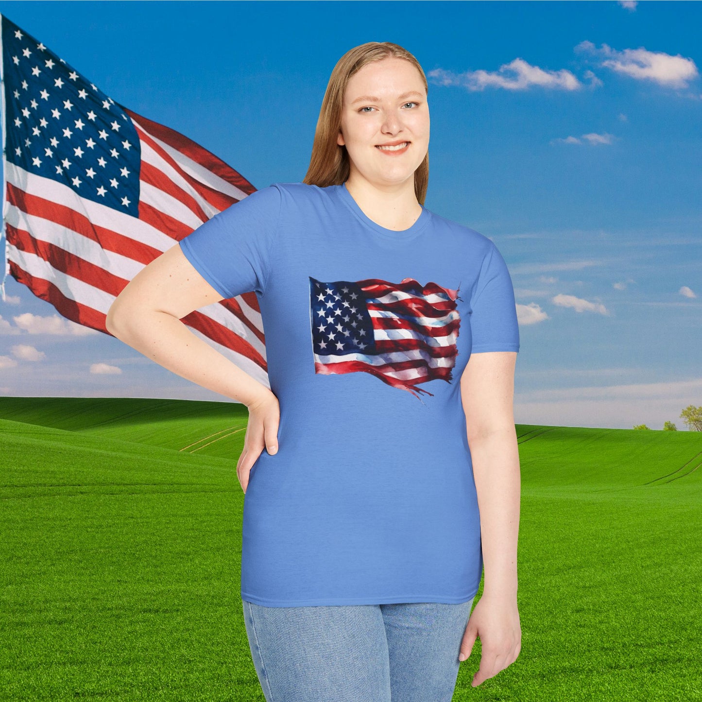 Distressed American Flag Adult T-shirt