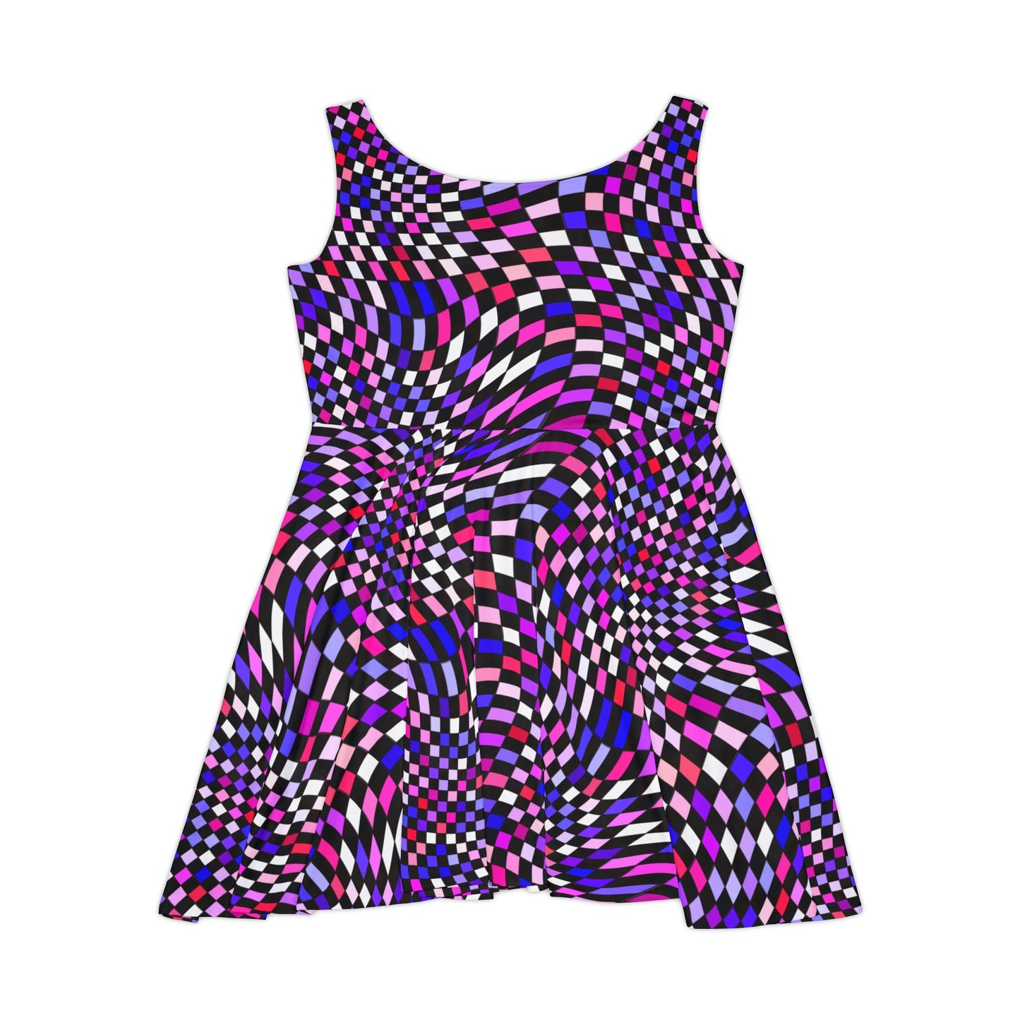 Warped Purple Checkered Women's Skater Dress