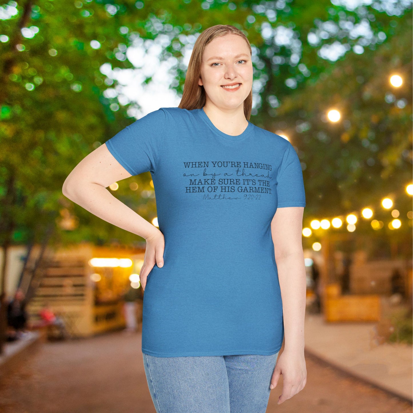 If You're Hanging On By A Thread, Make Sure It's The Hem Of His Garment (Simple) Adult T-shirt