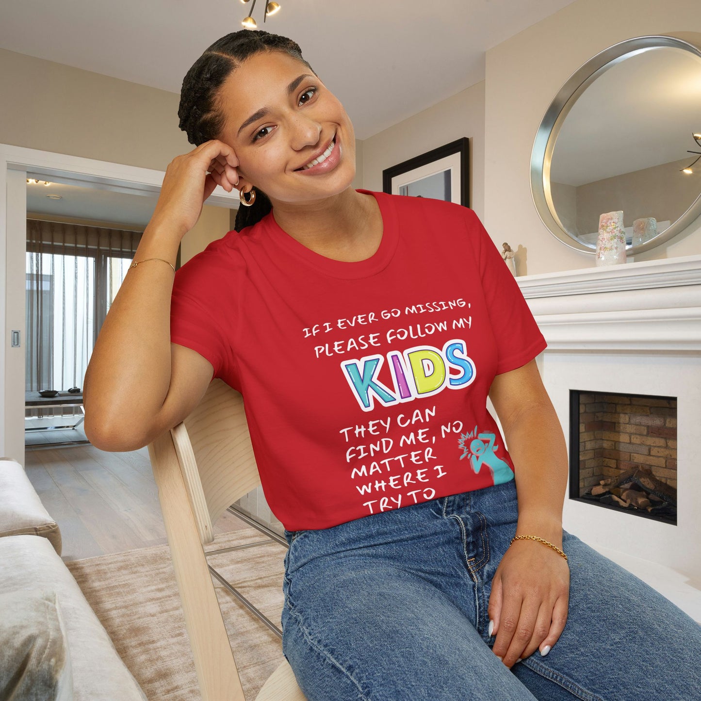 If I Go Missing Follow My Kids... Adult T-shirt