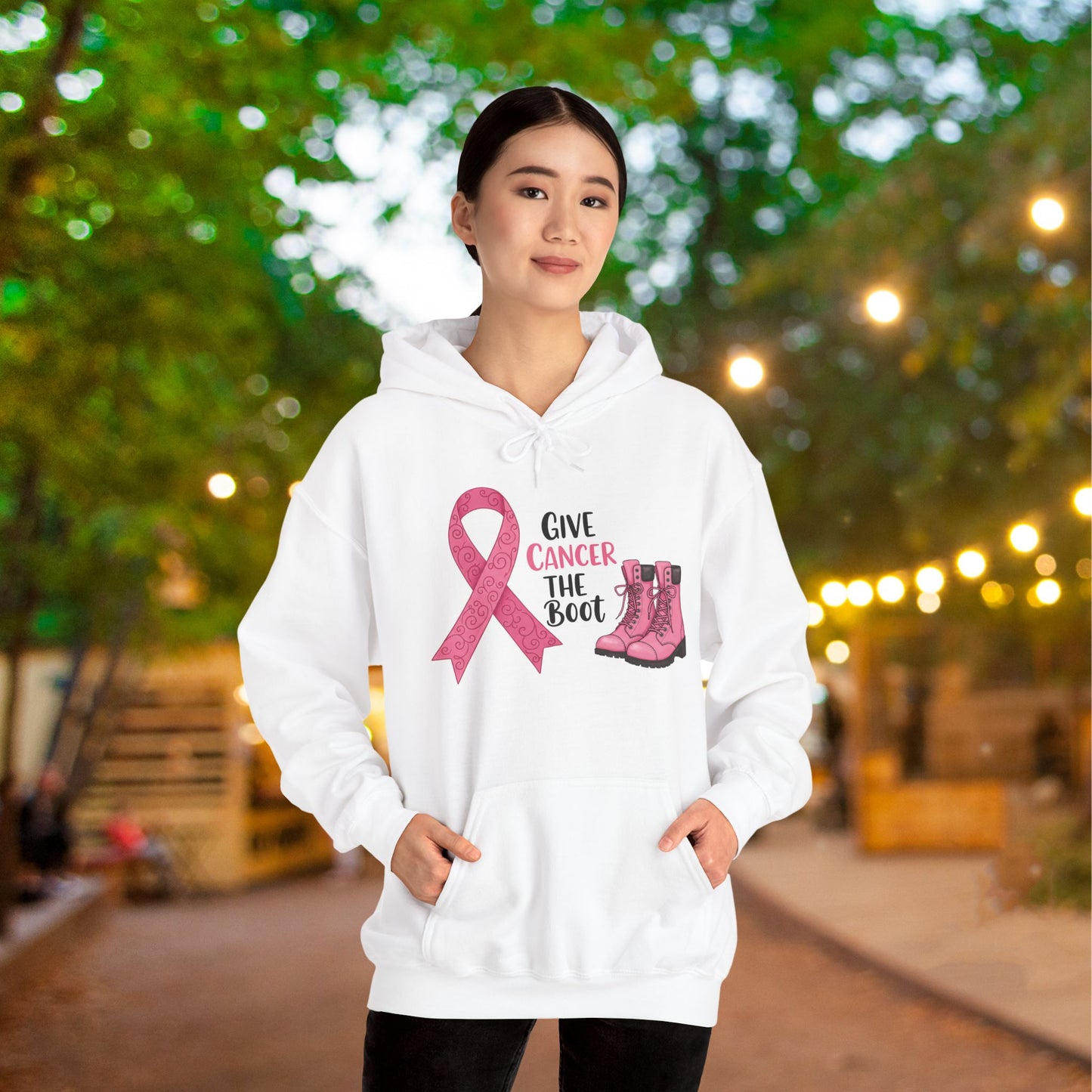 Give Cancer The Boot AdultHeavy Blend™ Hoodie