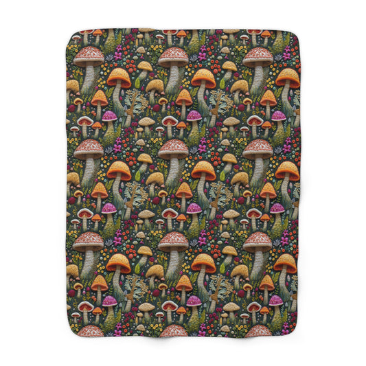 Whimsical Woodland Mushrooms Fleece Blanket