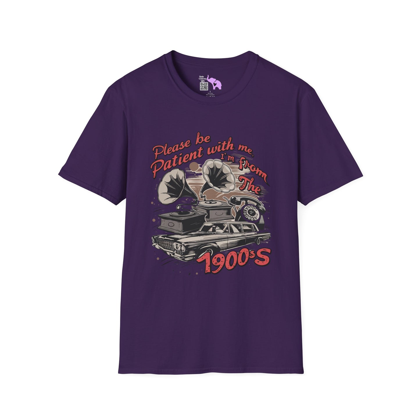 Please Be Patient With Me I'm From The 1900's (Classic Car, gramophone) Adult T-shirt