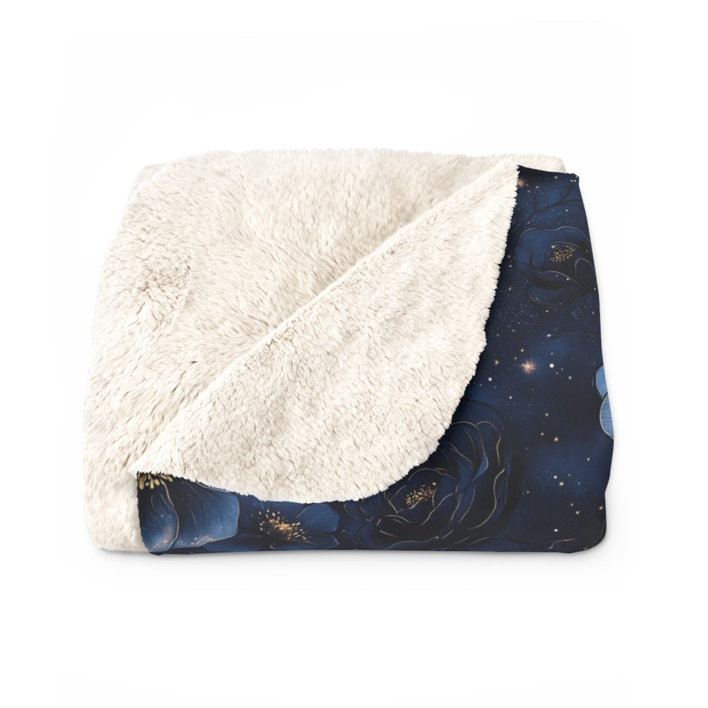 Midnight Sky Blossoms Sherpa Fleece Blanket