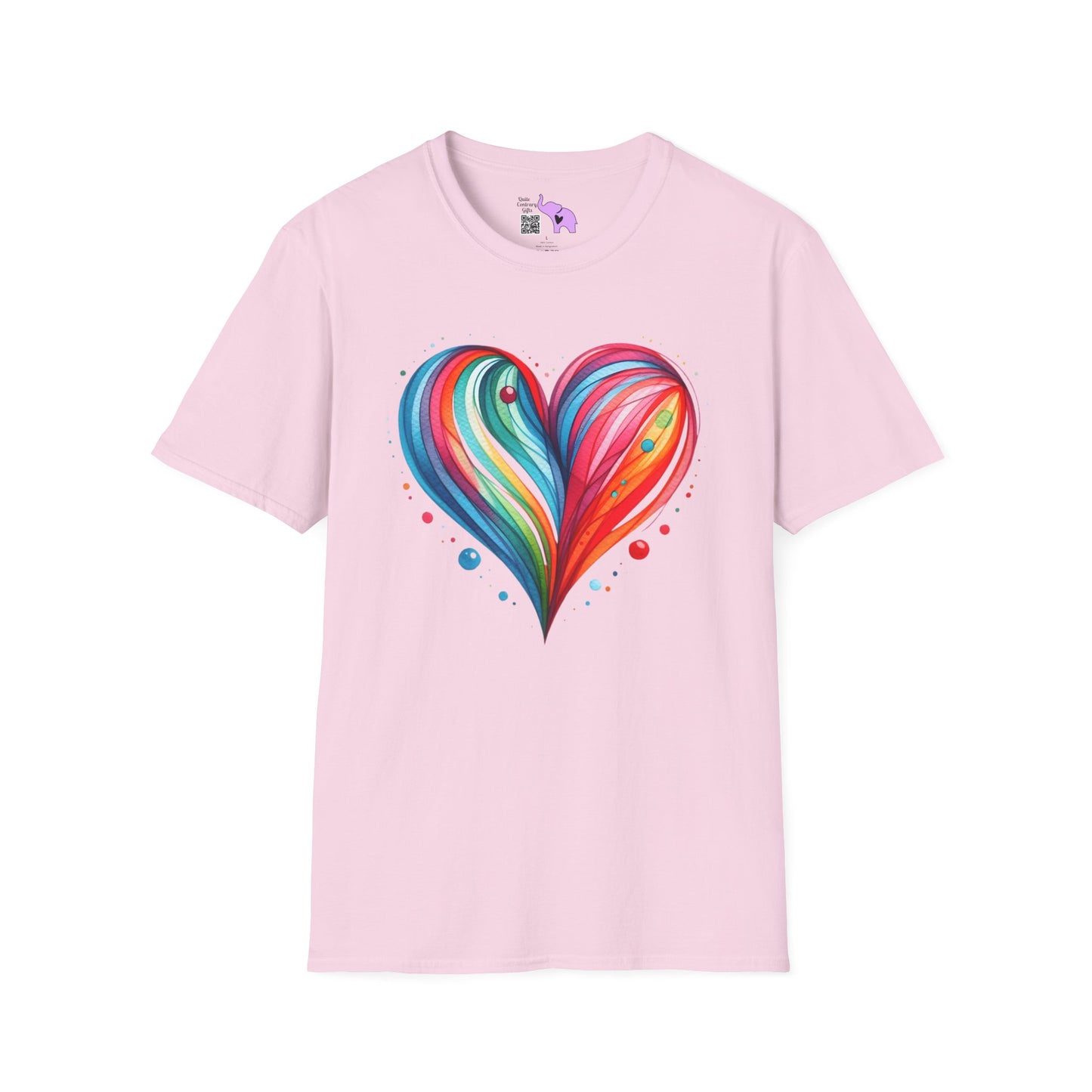 Blushing Rainbow Heart Adult T-shirt