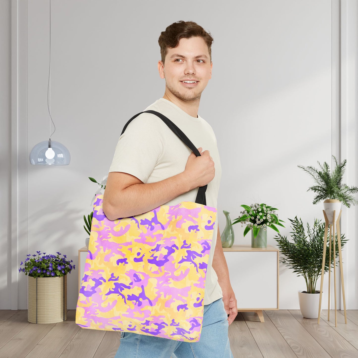 Peach Sorbet Camo Canvas Tote Bag