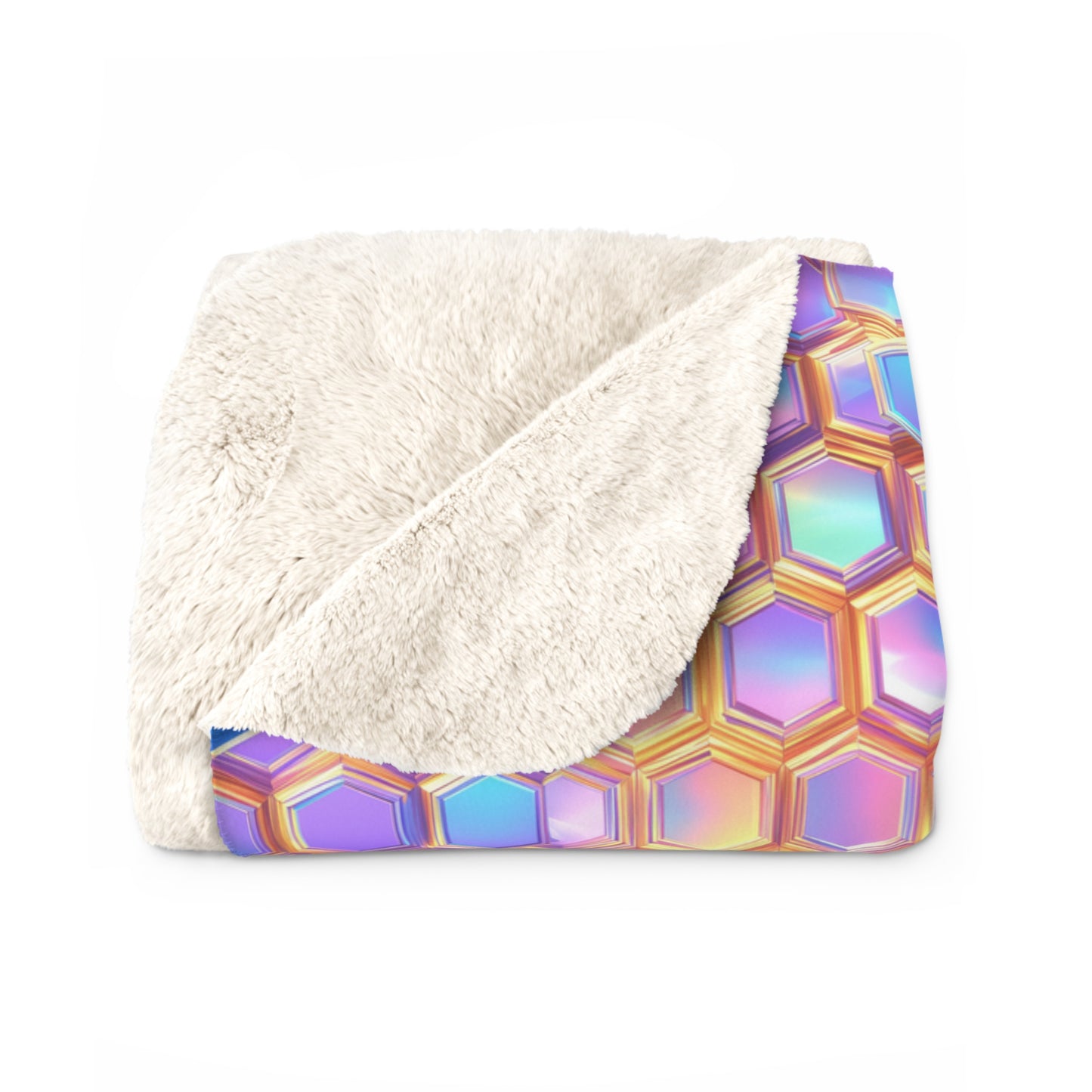 Aurora Hexagons Sherpa Fleece Blanket