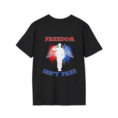 Freedom Isn't Free Saluting Soldier w/Wings Adult T-shirt