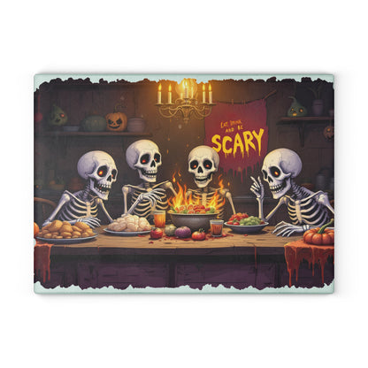 Eat, Drink, & Be Scary Glass Cutting Board