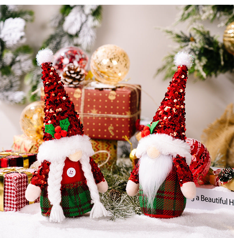 Christmas Sequined Cap Faceless Gnome Ornaments