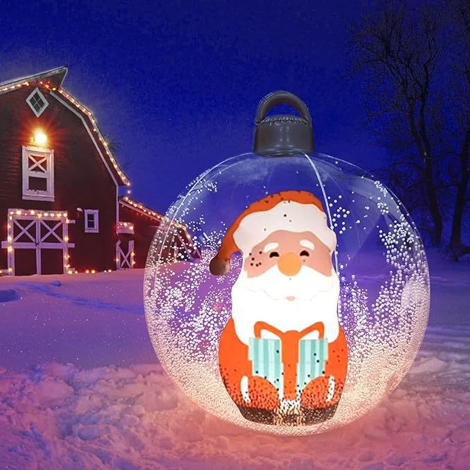 Inflatable Color-Changing Light Up Christmas Ball Lawn Ornament