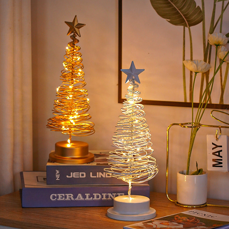 Metal LED Spiral Christmas Tree Table Ornament