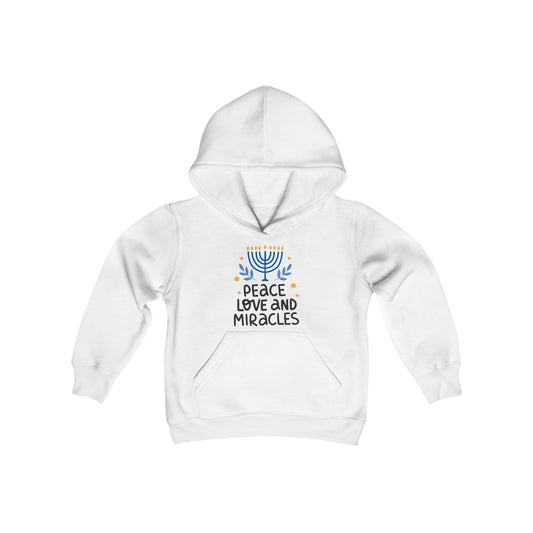 Hanukkah Peace Love & Miracles 1 Youth Hoodie